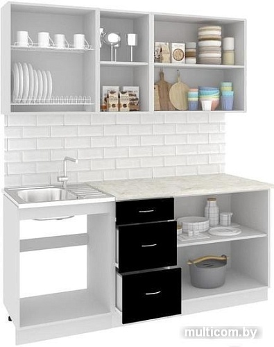 Кухня Кортекс-мебель Корнелия Мара 1.8м (белый/красный/королевский опал)