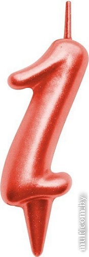 Свеча для торта Мультидом Овал Цифра 1 МС5-31 (красный)