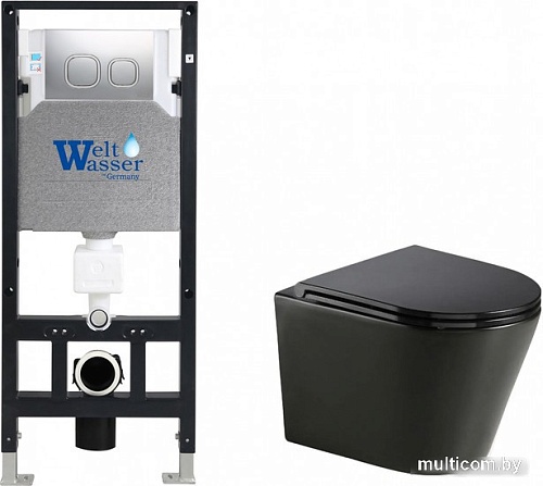 Унитаз подвесной WeltWasser Amberg 506 + Salzbach 043 MT-BL + Amberg RD-MT CR (черный матовый)