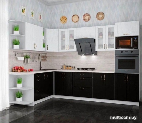 Готовая кухня Интерлиния Мила Крафт 1.88x3.0 левая (дуб английский/дуб полярный)