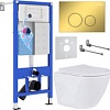Унитаз подвесной Roxen Antares в комплекте с инсталляцией StounFix Dual Fresh 6 в 1 968010 (кнопка: золото глянцевое )