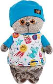 Классическая игрушка Basik & Co Басик в футболке космос и в шапочке (25 см)