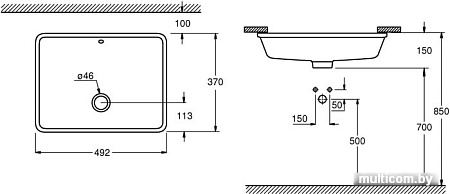 Умывальник Grohe 3948000H с гигиеническим покрытием 49.2x37