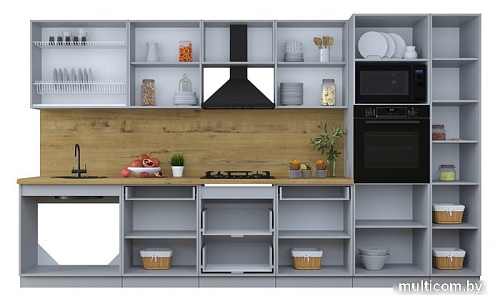 Готовая кухня Интерлиния Тренд 3.6В (океан/океан/дуб бунратти)