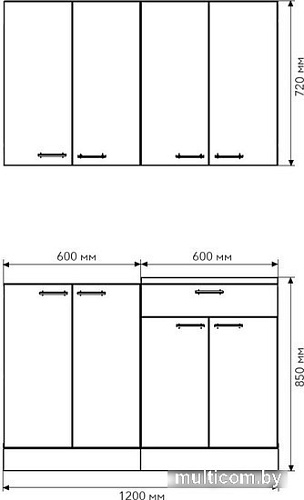 Готовая кухня Агута Альфа 1.2 (дуб золотой/сатин/дуб бунратти)