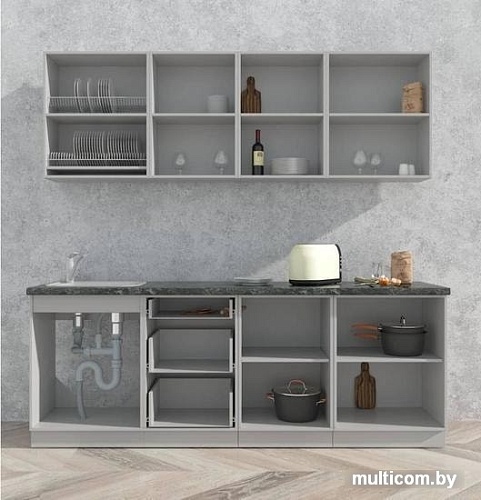 Кухня Интерлиния Мила Матте 2.2 А (белый/белый/кастилло темный)