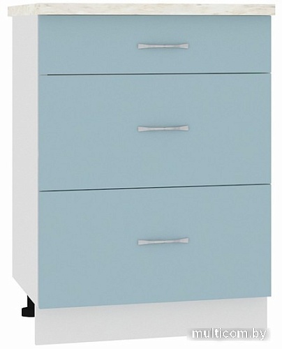 Шкаф напольный Кортекс-мебель Корнелия Мара НШ60р3ш (голубой-королевский опал)