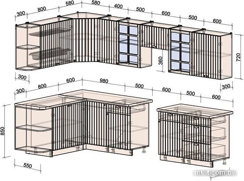 Интерлиния Берес 1.7x3.2 левая (дуб лазурный/дуб серый/серый каспий)