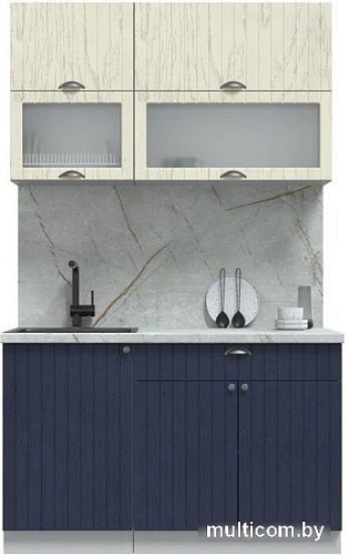 Готовая кухня Интерлиния Берес 1.3Б (дуб снежный/дуб королевский/серый каспий)