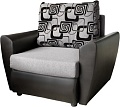 Кресло-кровать Асмана Квадро (кубики/рогожка серая кожзам черный)