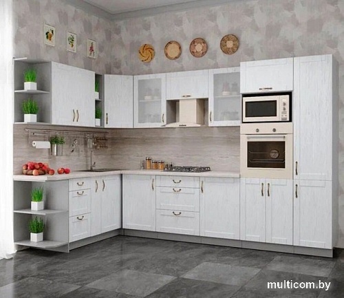 Готовая кухня Интерлиния Мила Крафт 1.88x3.2 левая (дуб полярный)