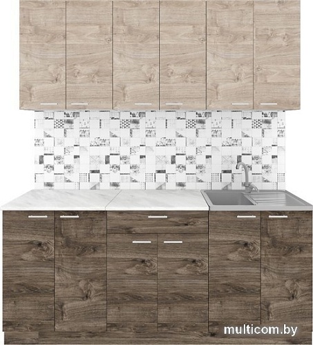 Готовая кухня Агута Альфа 1.8/60 (дуб эспрессо/дуб винтажный/этория)