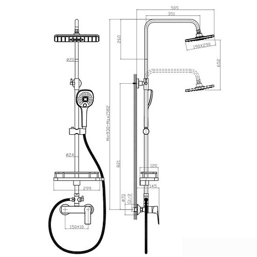 Душевая система Rossinka Silvermix RS27-45