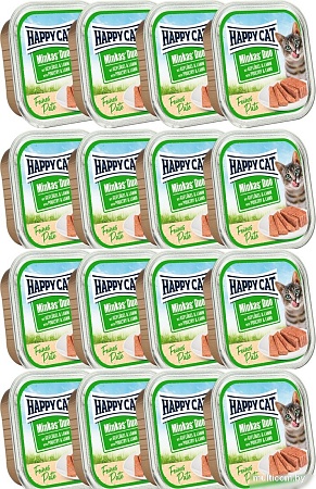 Пресервы Happy Cat Minkas Duo Паштет из птицы и ягненка 16х100 г