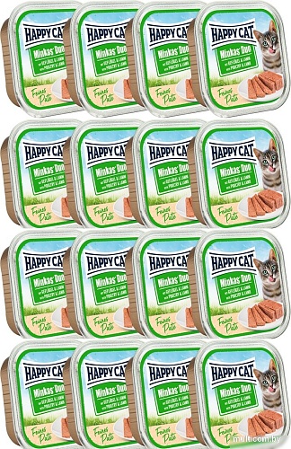 Пресервы Happy Cat Minkas Duo Паштет из птицы и ягненка 16х100 г