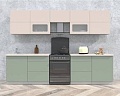 Кухня Интерлиния Мила Матте 3.0 Б (слоновая кость/мята/травертин серый)