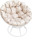 Кресло M-Group Папасан 12010101 (белый/бежевая подушка)