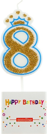 Свеча для торта Miland Королевский праздник. Цифра 8 с глитером С-4937