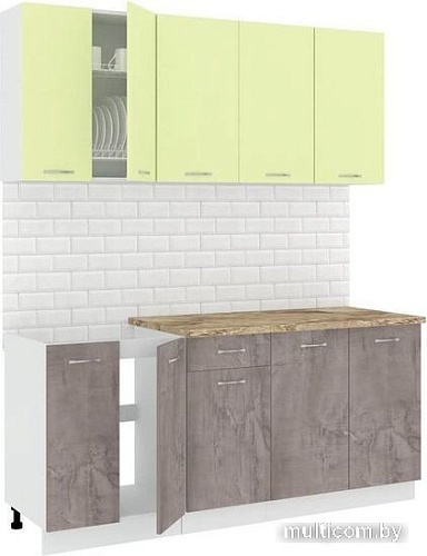 Готовая кухня Кортекс-мебель Корнелия Лира-лайт 1.8м (салатовый/оникс/мадрид)