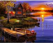 Алмазная мозаика Darvish Домик у озера на закате DV-9516-9