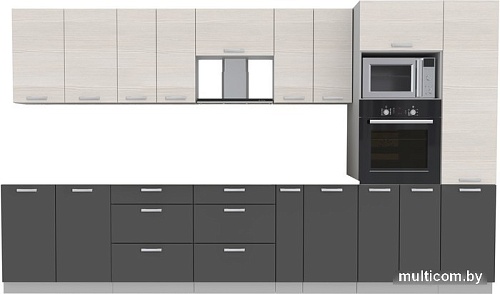 Готовая кухня Интерлиния Мила Лайт 3.6 ВТ без столешницы (вудлайн кремовый/антрацит)