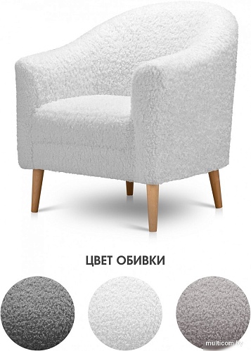Интерьерное кресло Mio Tesoro Арти (барашки Eskimo 01/натуральное дерево)