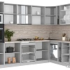 Готовая кухня Интерлиния Мила Лайт 1.88x3.0 правая (серебристый/бетон/бискайская сосна)