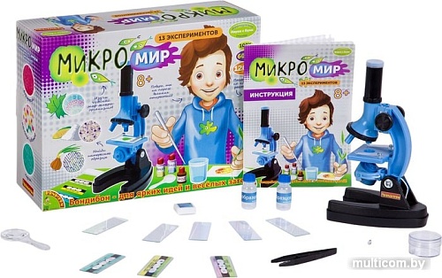 Детский микроскоп Bondibon Науки с Буки Микромир. 13 экспериментов ВВ2713
