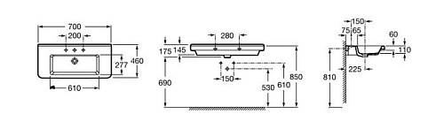 Умывальник Roca Dama 70x46 (327782000)