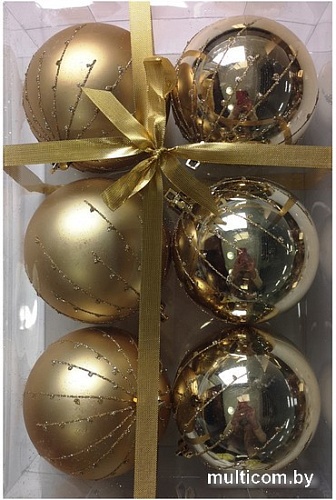 Елочная игрушка Волшебная страна Классика 007492 (6 шт, золото)