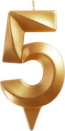 Свеча для торта Мультидом Грань Цифра 5 МС5-15 (золото)