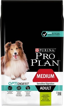 Сухой корм для собак Pro Plan Adult Medium Optidigest Sensitive Digestion с ягненком 7 кг