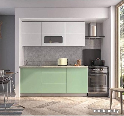 Кухня Интерлиния Мила Матте 1.9 А (белый/мята/опал светлый)