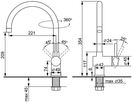 Смеситель Ulgran U-021 (304 Нержавеющая сталь)