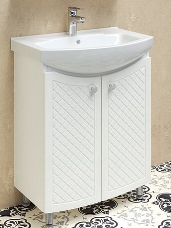 Runo Тумба с умывальником Runo Милано 65 + Элеганс 65 (напольная, белый)