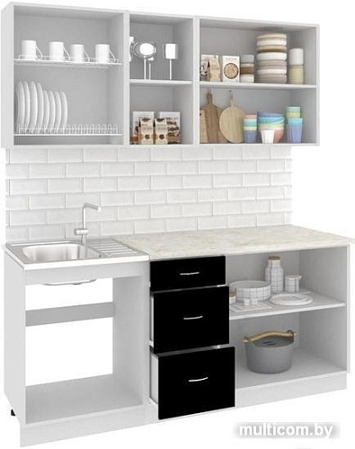 Кухня Кортекс-мебель Корнелия Мара 1.8м (серый/синий/королевский опал)