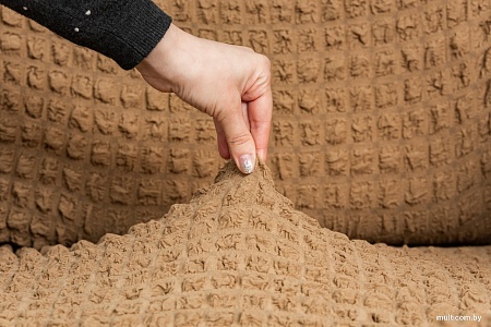 Комплект чехлов для дивана и кресла Софатэкс Стандарт КПО-5 (с оборкой кофе с молоком)