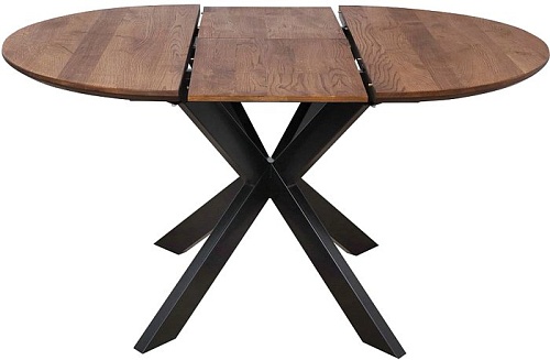 Кухонный стол ОКА Раунд 100-140x75 (дуб мореный/черный)