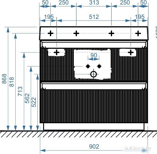 Belux Тумба под умывальник Базель Н 90-02 (180, светлый миндаль матовый)