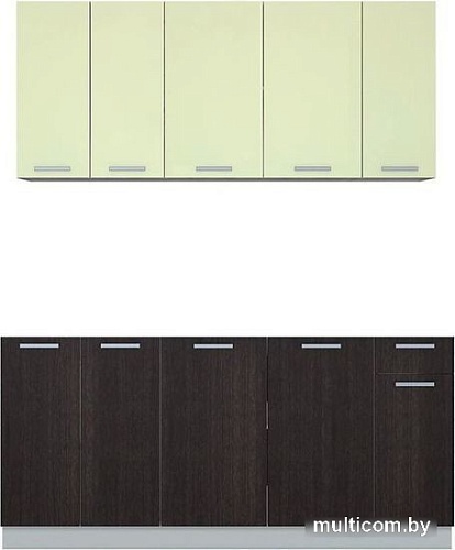 Готовая кухня Интерлиния Мила Лайт 1.7-60 без столешницы (салатовый/дуб венге)