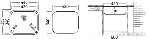 Кухонная мойка Ukinox Модерн MOP420.340 -GT8P