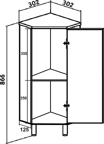 Runo Тумба для ванной 30 угловой правый (напольный)