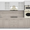 Готовая кухня Интерлиния Мила Деко 3.4 (белый-луна-травертин серый)