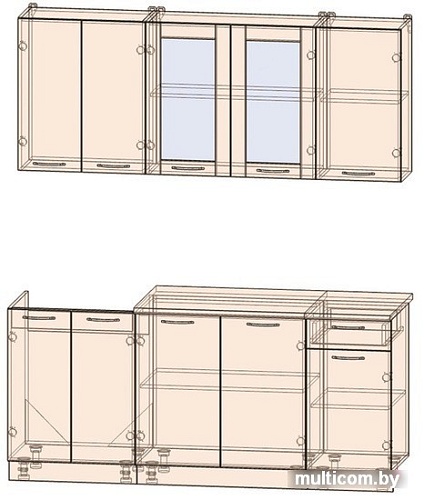 Готовая кухня Интерлиния Мила 18-60 (дуб белый-дуб золотой-дуб бунратти)