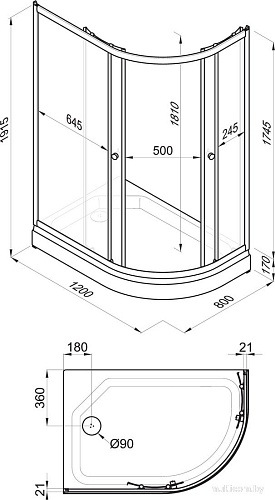 Душевой уголок Triton Коралл А Мозаика 120x80 L