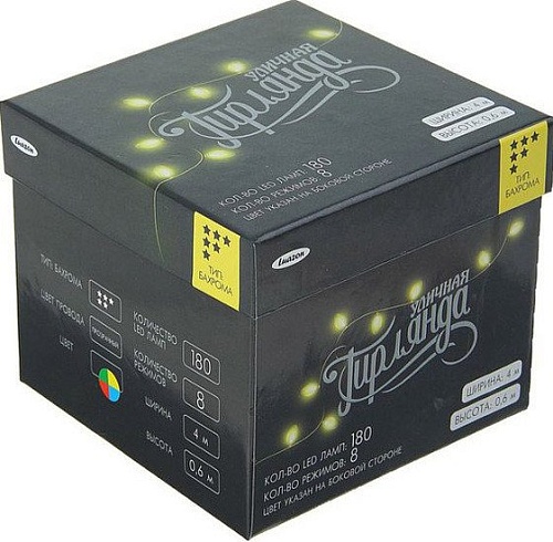 Бахрома Luazon Led-180 (4x0.6 м, мульти) [671668]