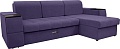 Диван Сириус Лидер-13 с оттоманкой ППУ 285x165 (Eva 31 велюр фиолетовый)