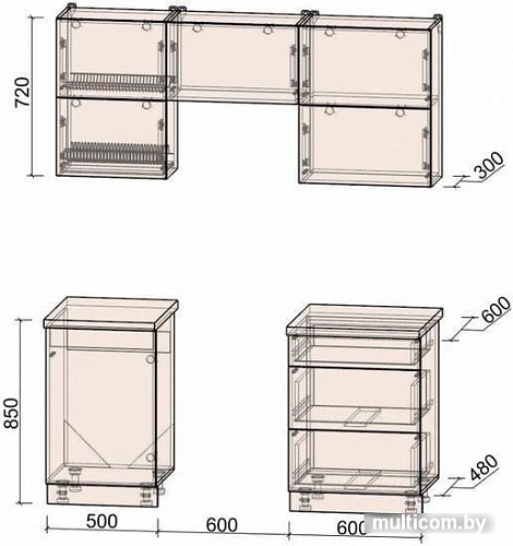 Кухня Интерлиния Мила Матте 1.7 Б (белый/мята/опал светлый)