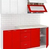 Кухня Кортекс-мебель Корнелия Мара 1.8м (белый/красный/королевский опал)