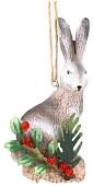Елочная игрушка Gisela Graham Potting Shed Заяц на бревне 15560